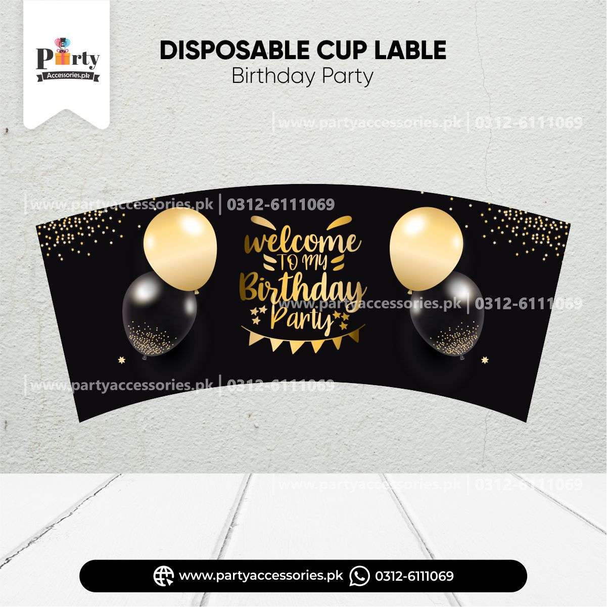disposable cups stickers in black