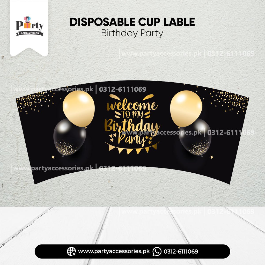 disposable cups stickers in black