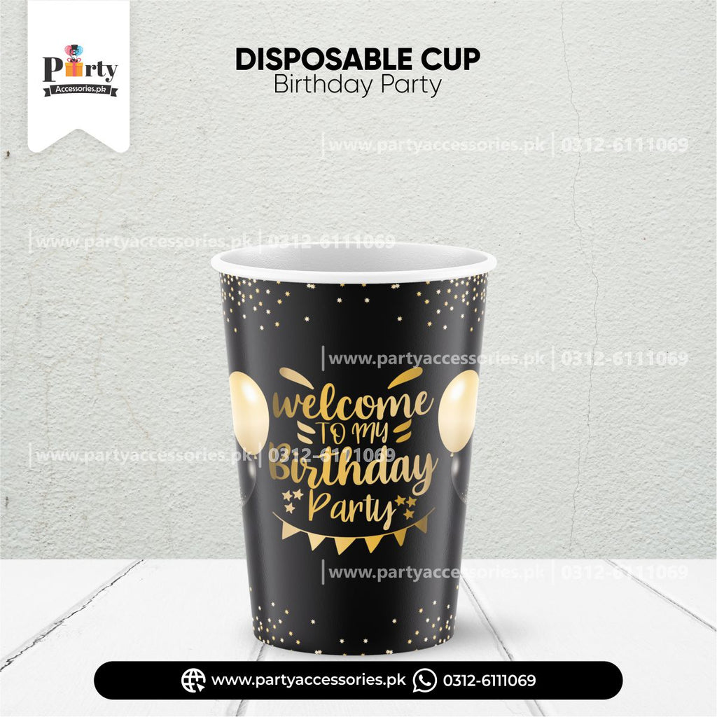 disposable cups black in color for birthday party decoration 