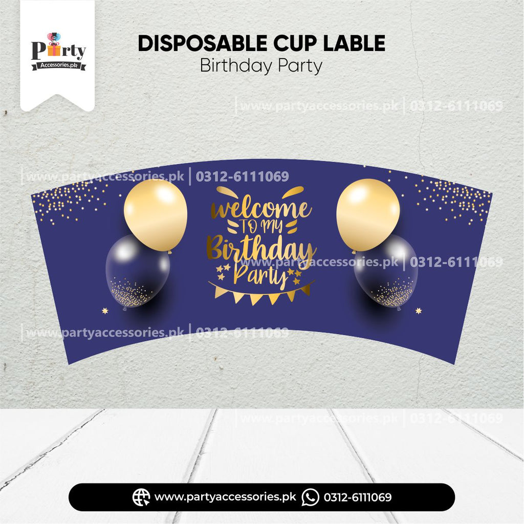 blue disposable paper cups sticker in blue color 