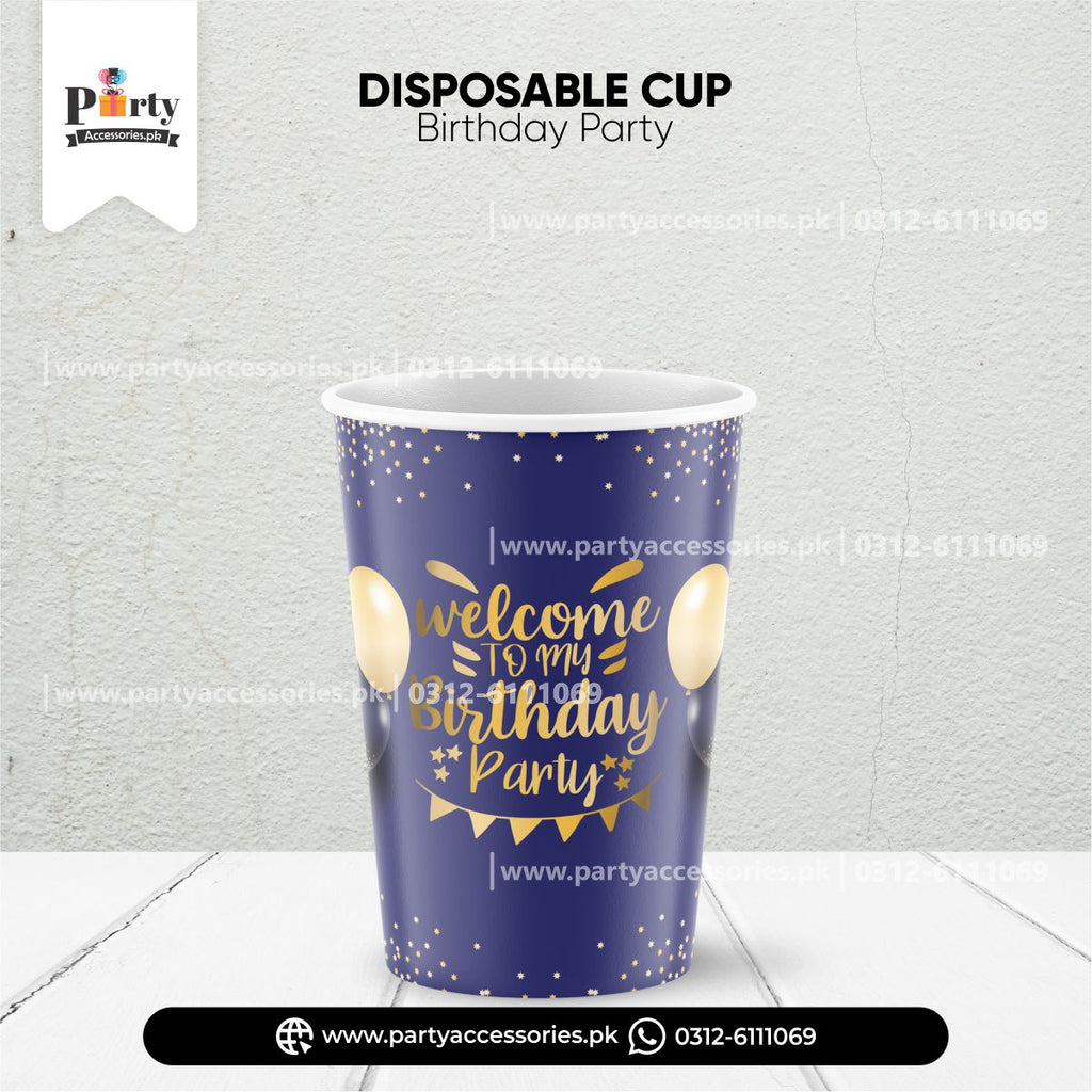 blue color disposable paper cups for birthday party 