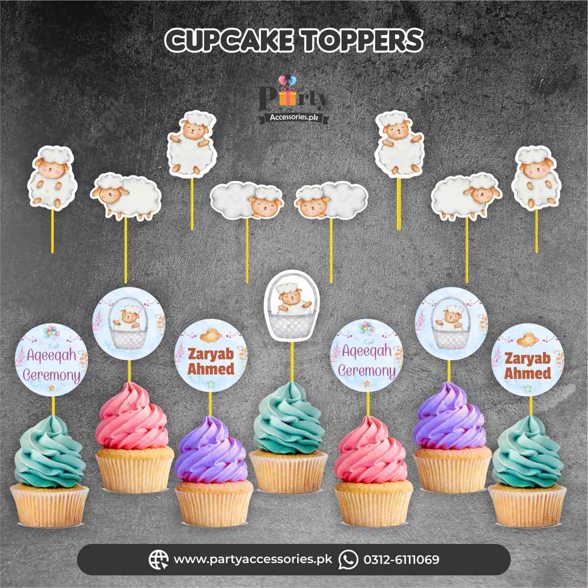 aqeeqa celebration decoration cupcake topper ideas