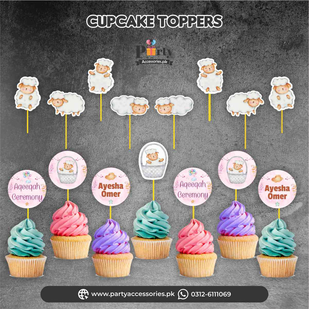 Aqiqah celebration ideas | cupcake toppers set for aqeeqah (Girl)