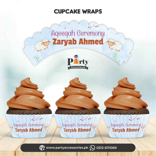 Aqeeqah theme customized |Cupcake wraps (8 pcs) for BOY Aqiqah