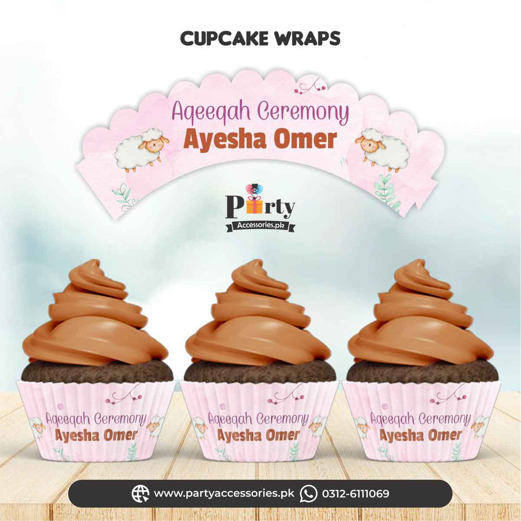 Aqeeqah theme customized | Cupcake wraps for girl Aqiqah