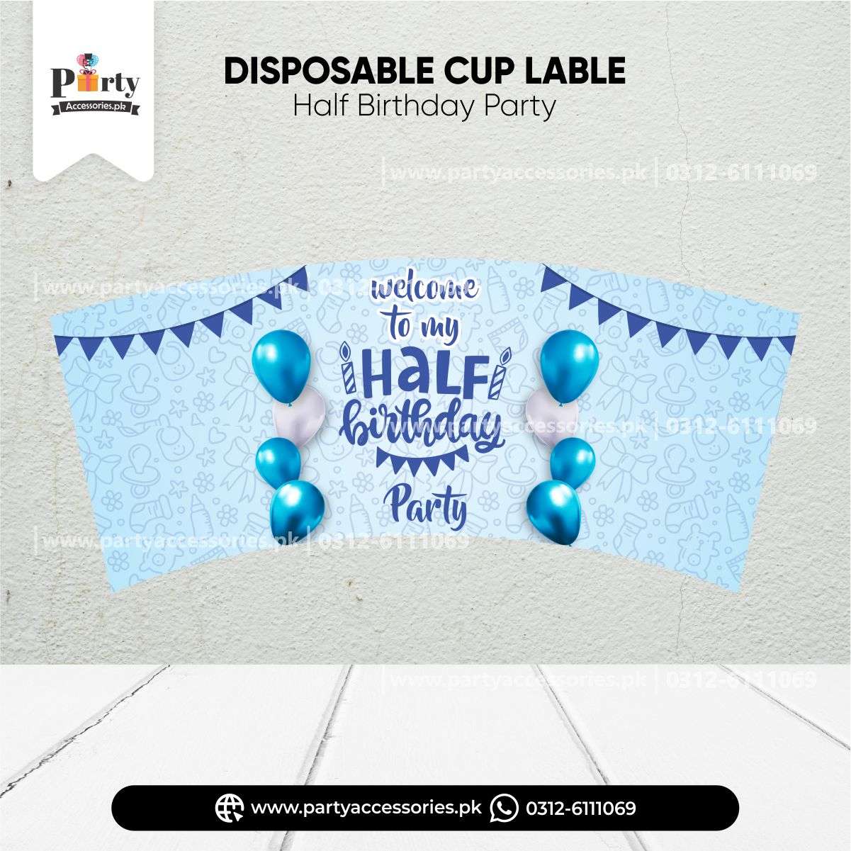 HAlf birthday theme customized cups 