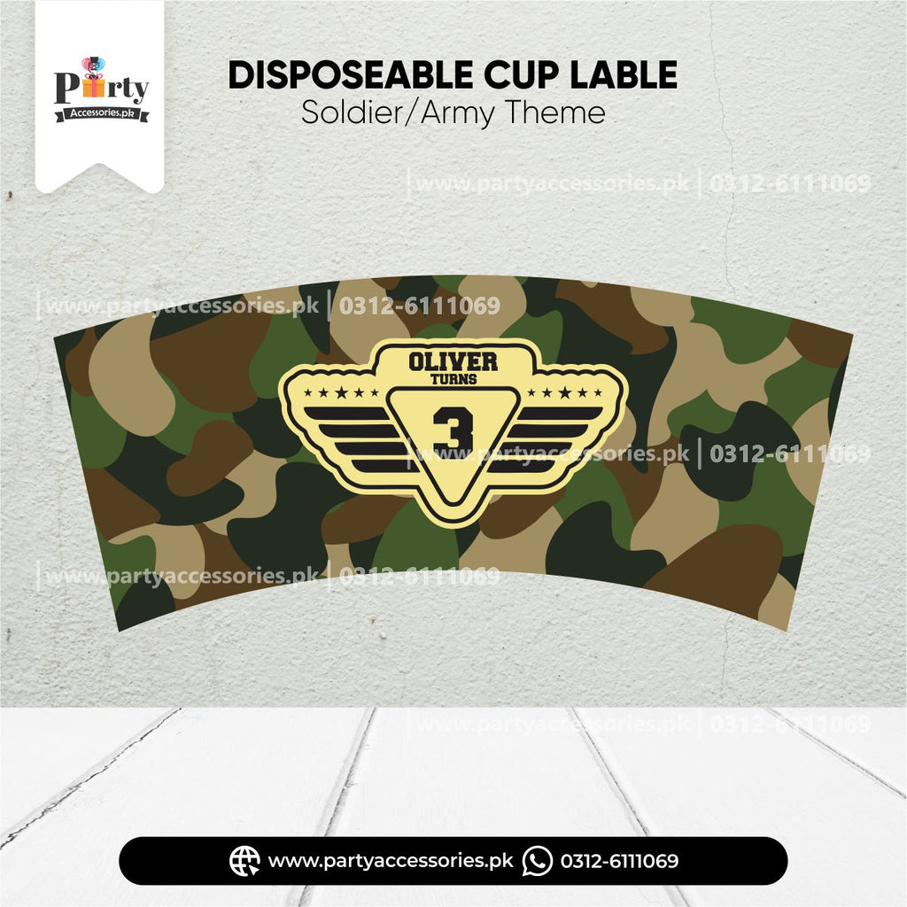 ARMY THEME CUSTOMIZED PAPER CUPS FOR TABLE DECORATIONS 