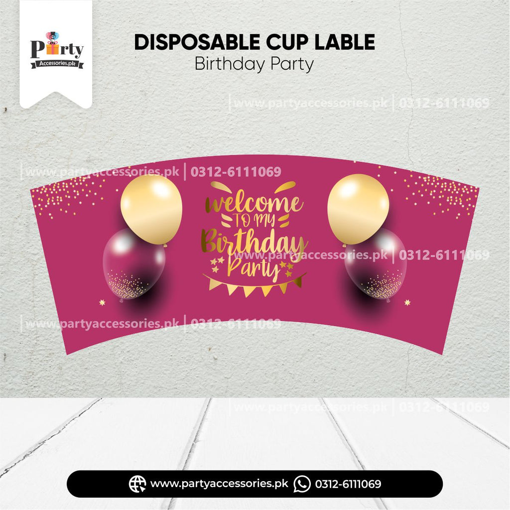 happy birthday in pink color disposable stickers