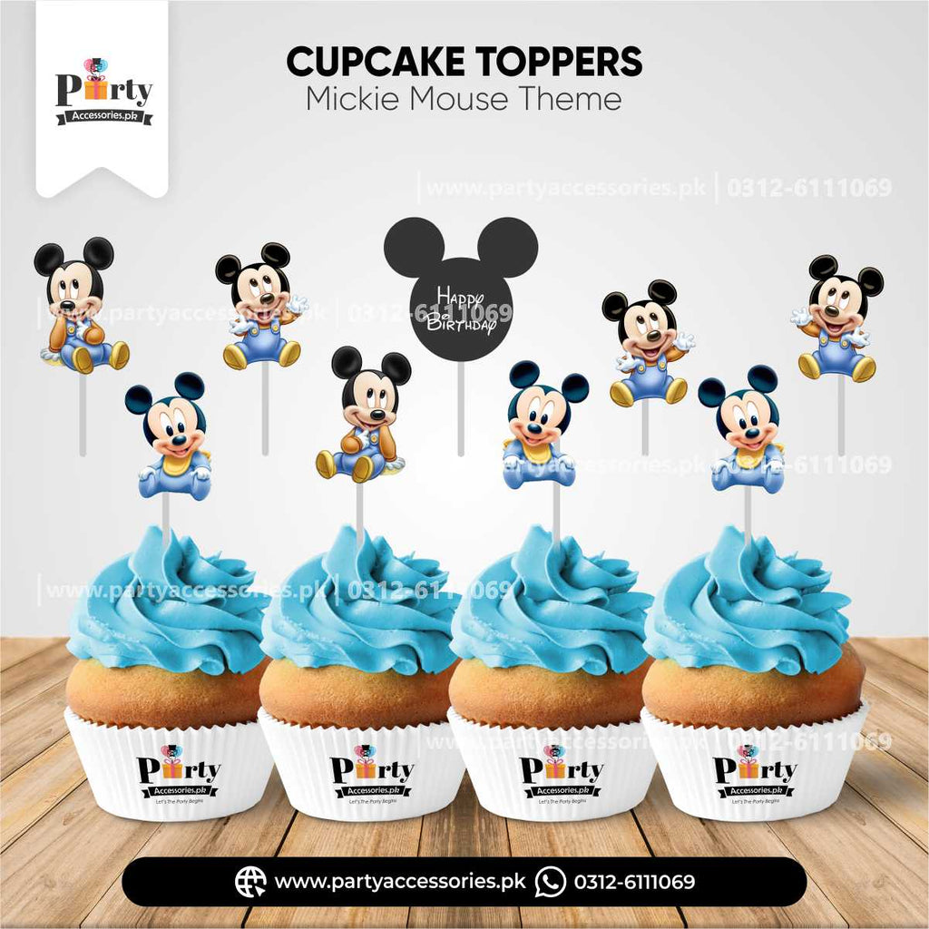 Mickey Mouse Theme Birthday Cupcake Toppers Cutouts (Pack of 15)