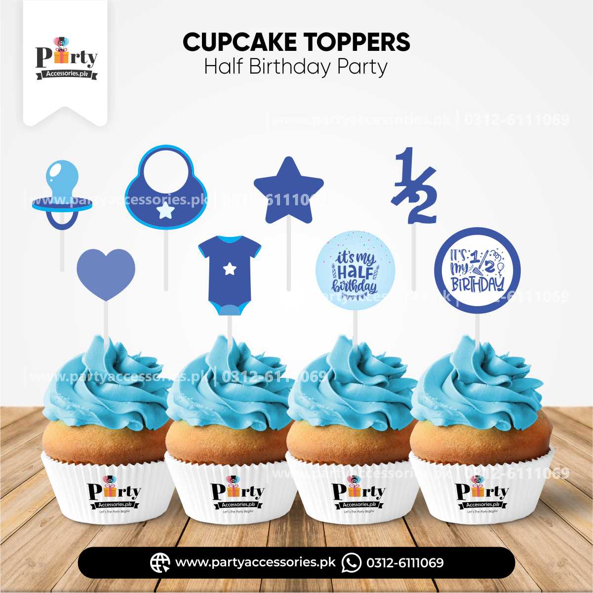 happy half birthday customized cupcake toppers 