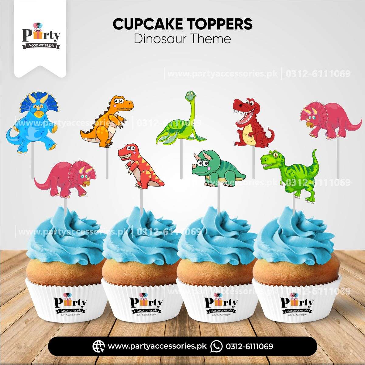 dinsaur theme customized cupcake toppers 