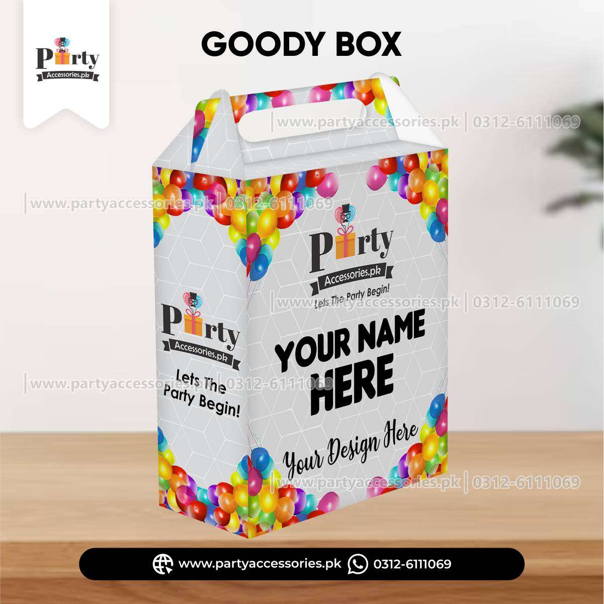 Customized Printed Goody Box | Custom Made Goodie / Favor Boxes | Pack of 6