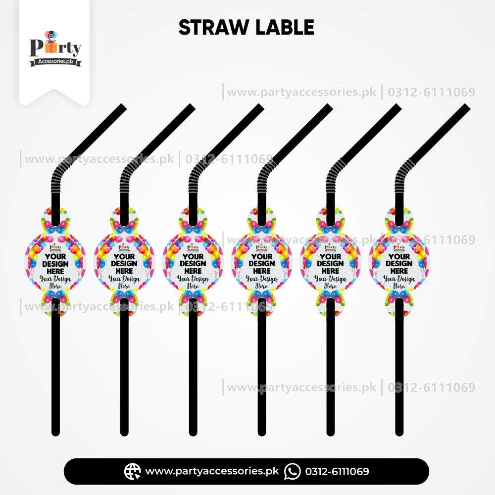 Straws with Customized Labels for Party or Event Drink Accessories