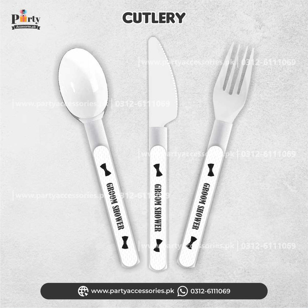 Groom shower personalized spoon, fork & knives | Customized Cutlery set (Pack of 12)