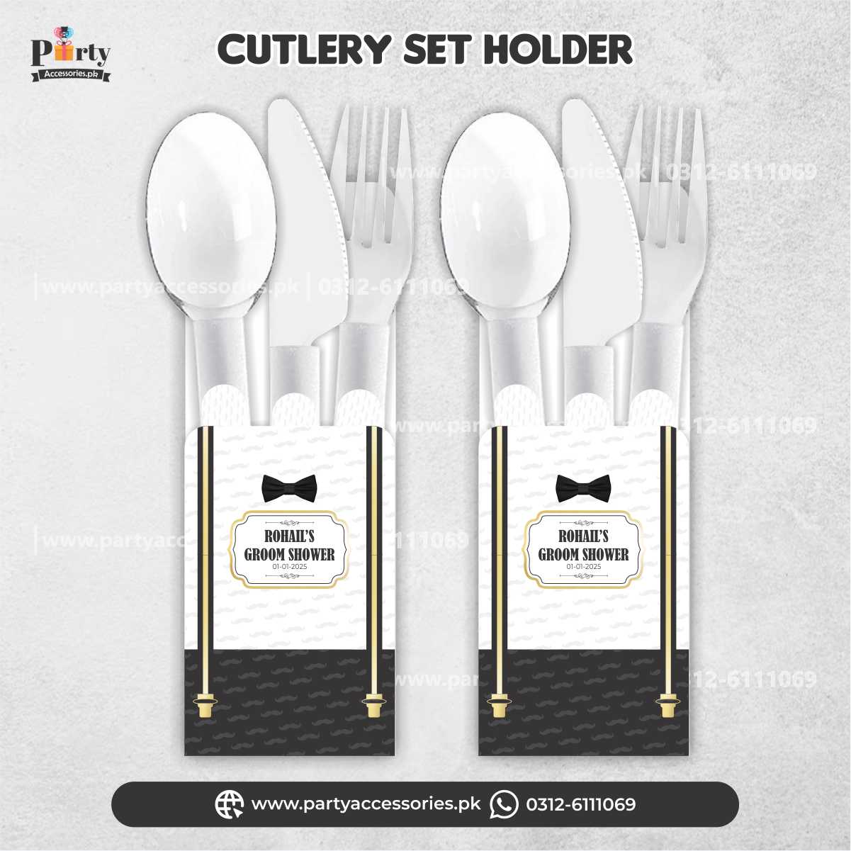 Personalized Groom-to-Be Cutlery Set: Elegant and Custom Tableware for Groom Showers (Pack of 6)