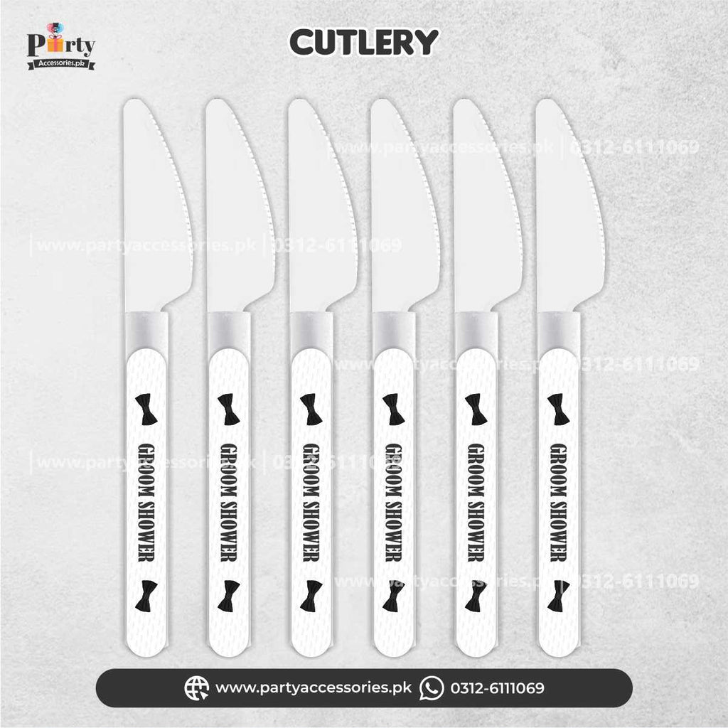 Groom shower personalized spoon, fork & knives | Customized Cutlery set (Pack of 12)