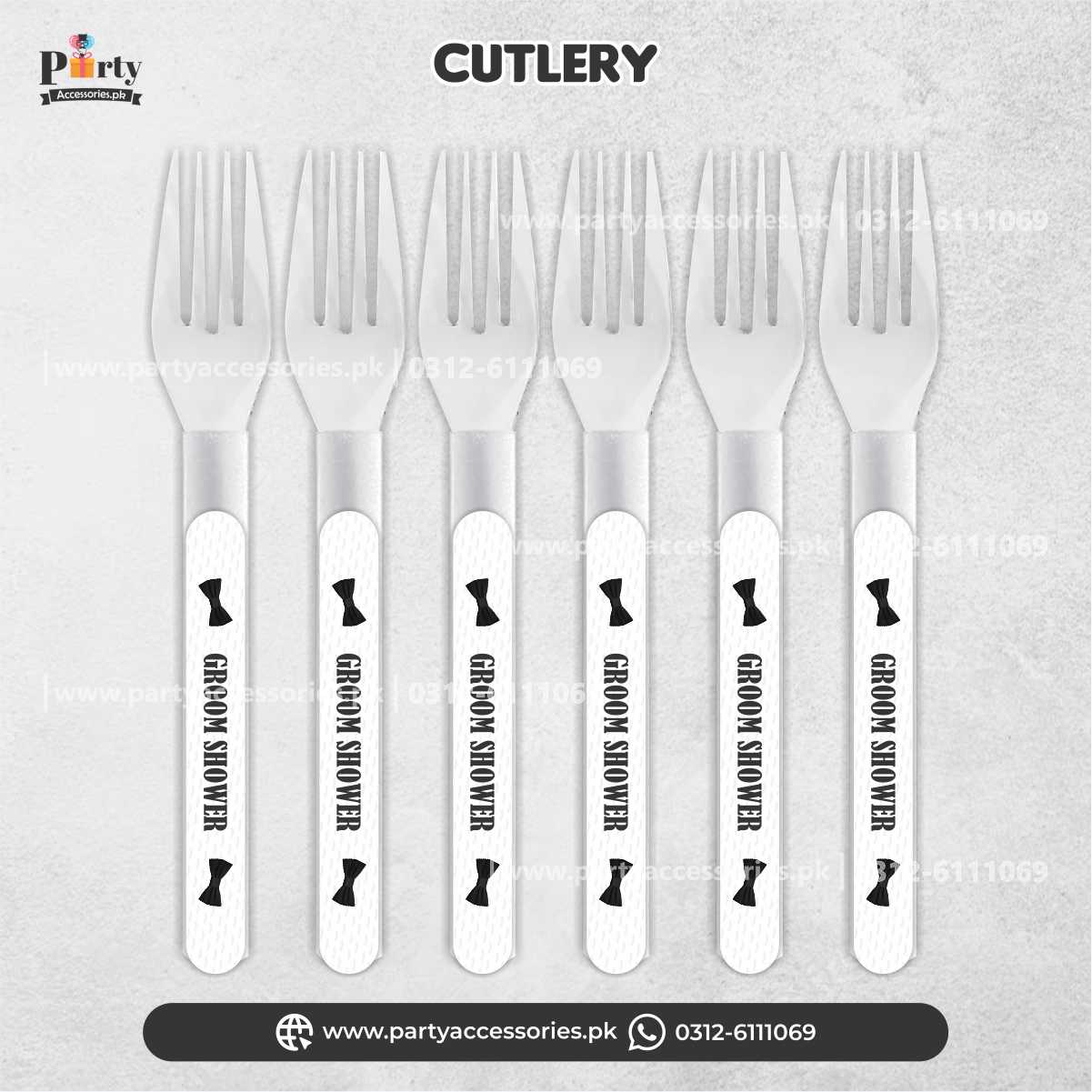 Groom shower personalized spoon, fork & knives | Customized Cutlery set (Pack of 12)