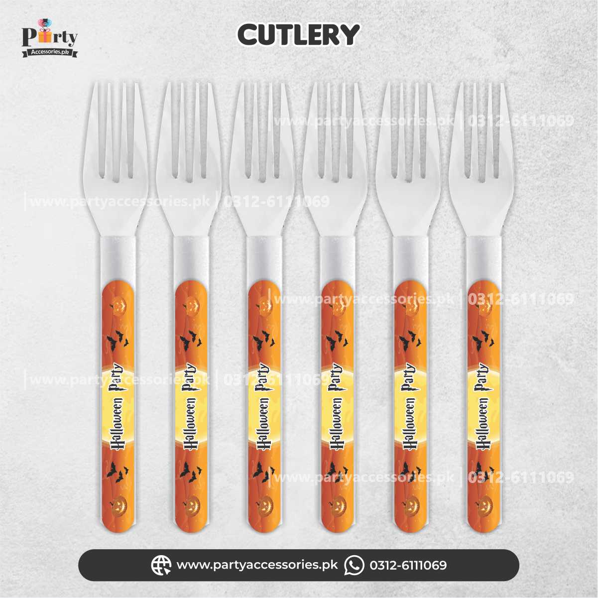 Halloween party personalized spoon, fork & knives: Cutlery set (Pack of 12)