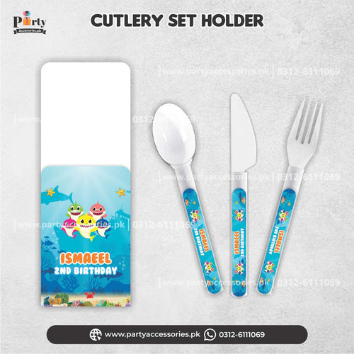 Baby shark theme customized disposable cutlery set for table decoration