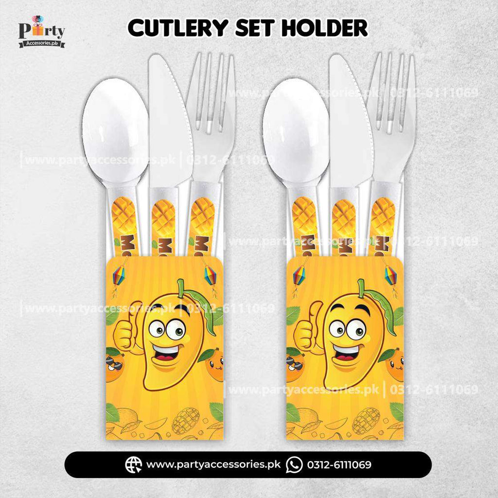 Mango Party Theme Disposable Cutlery with Customized Holders