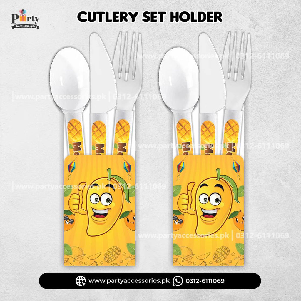 Mango Party Theme Disposable Cutlery with Customized Holders