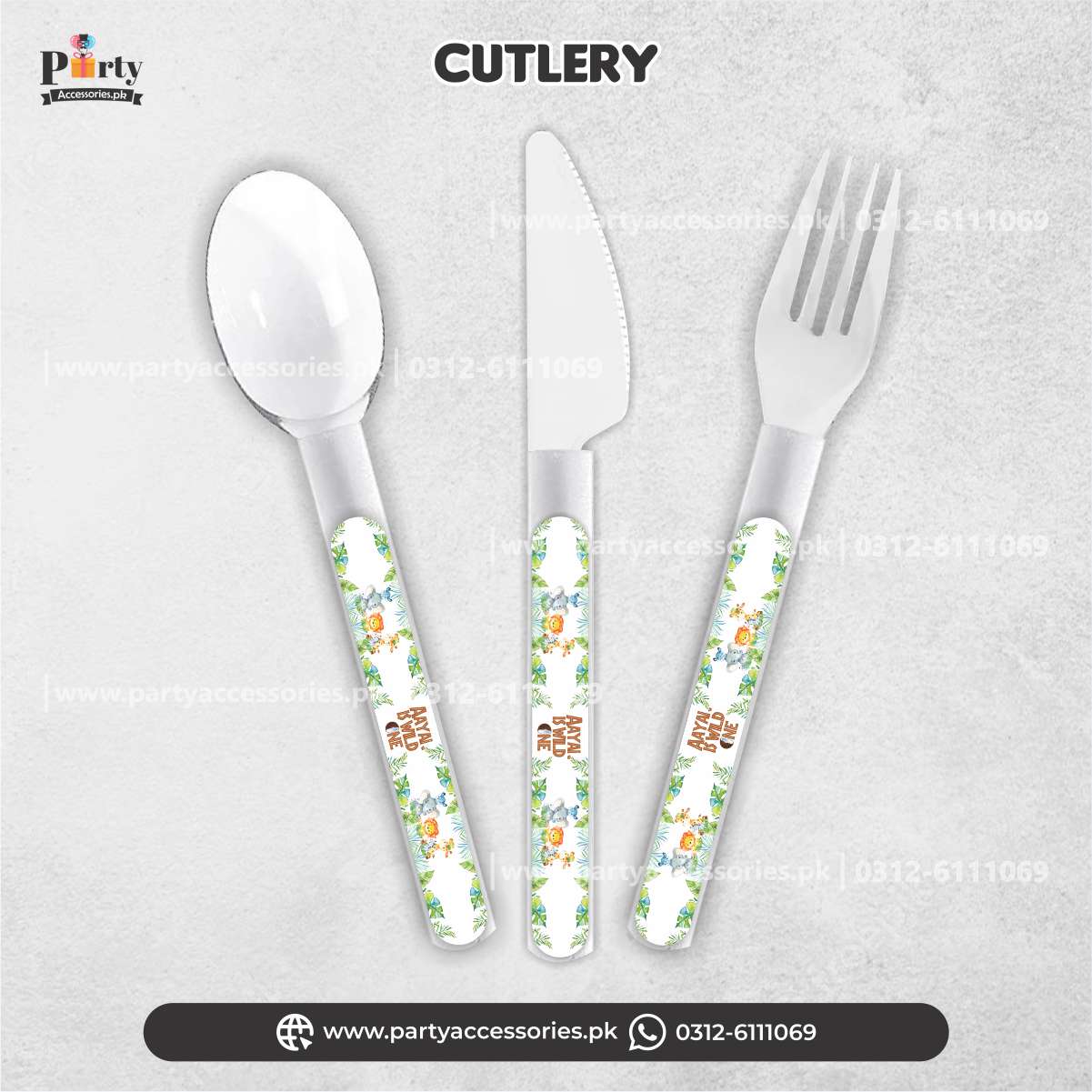 Wild One Theme Customized Disposable Cutlery for Party Table Decoration (Pack of 12)
