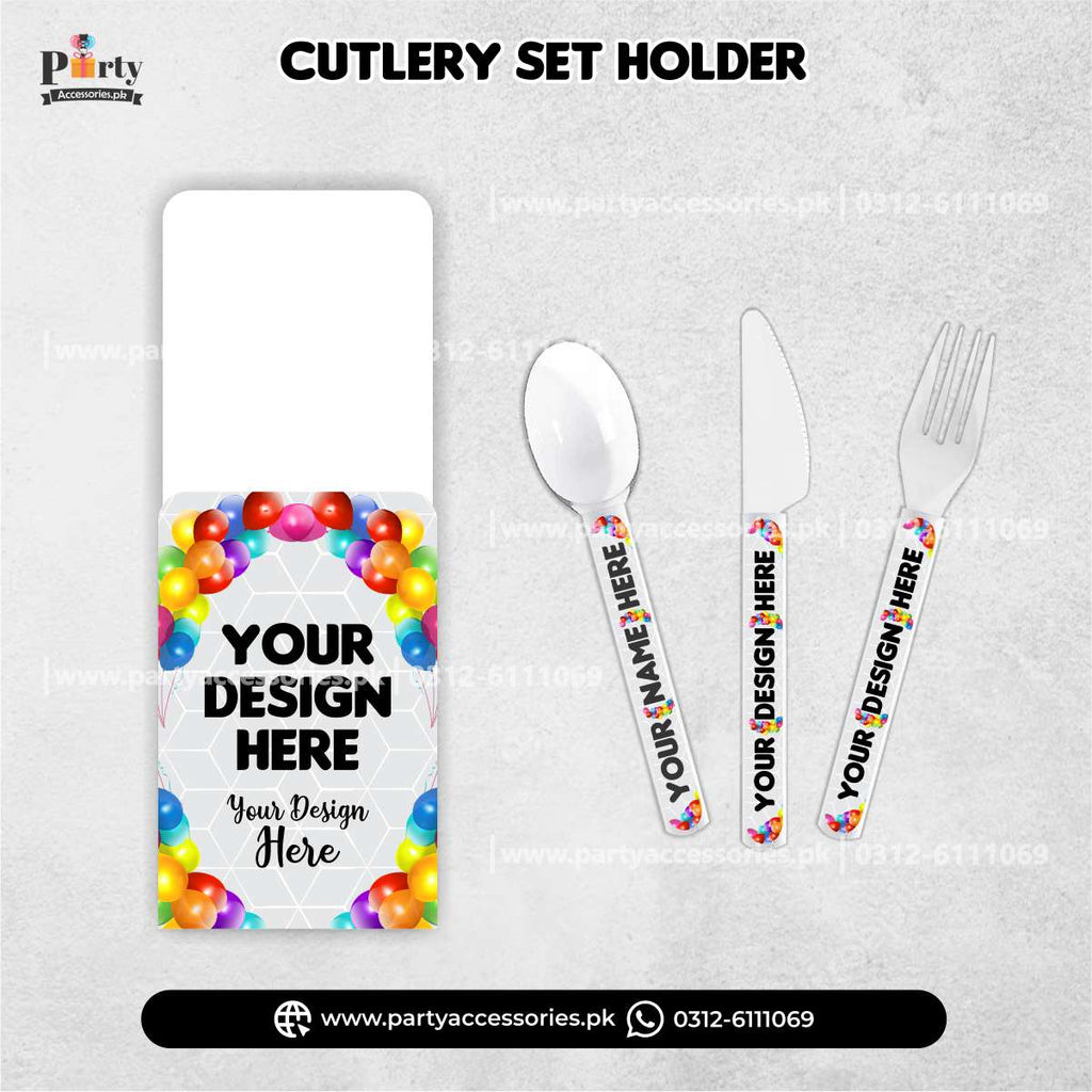 Disposable Cutlery Set with Customized Holders for Table Decoration (Pack of 6)