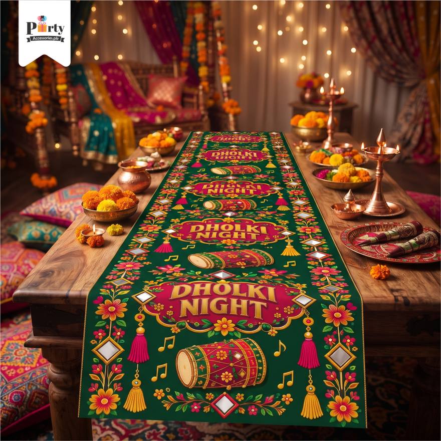 Dholki Night Party Table Runner for Table Decoration