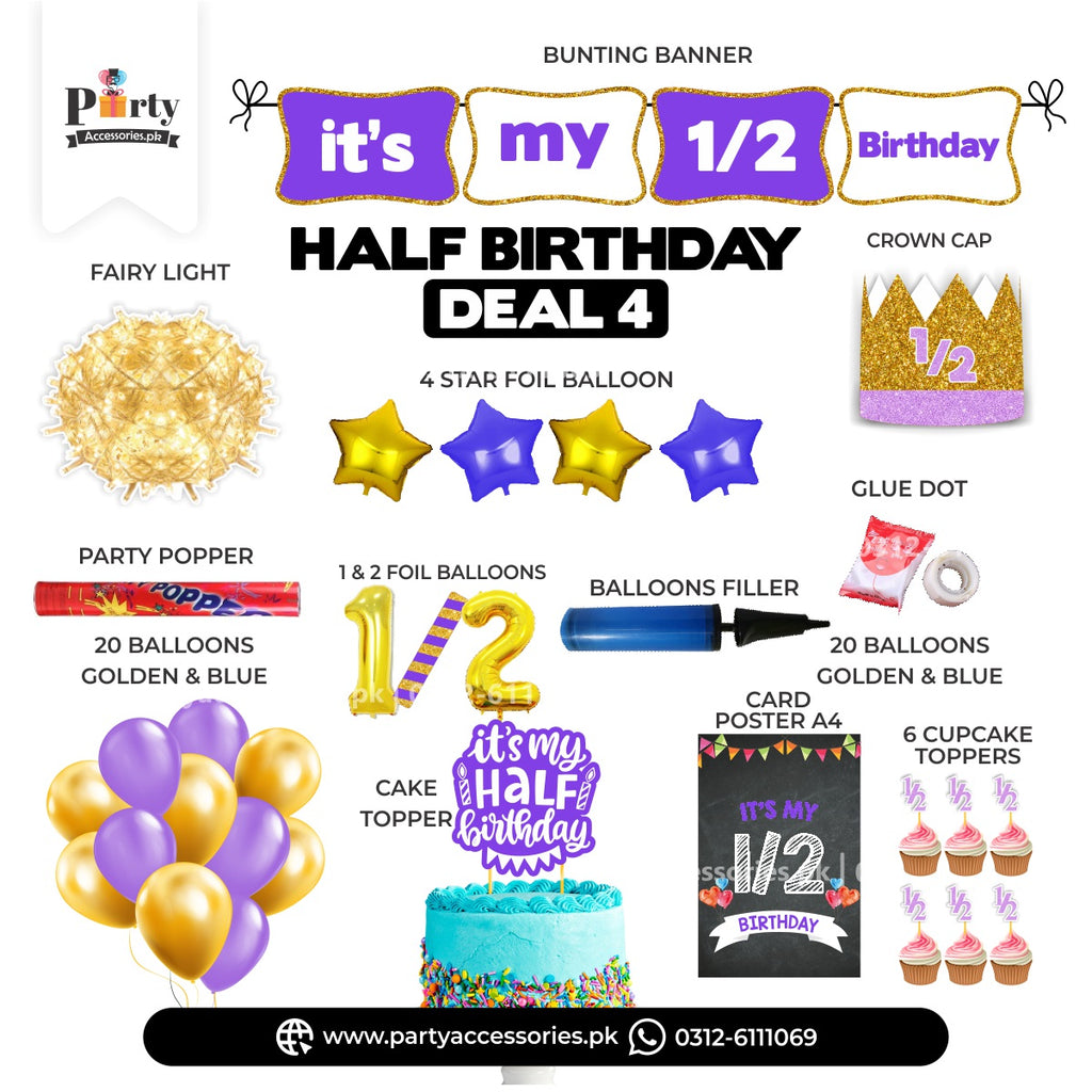 half birthday deal set 4 for baby girl in purple