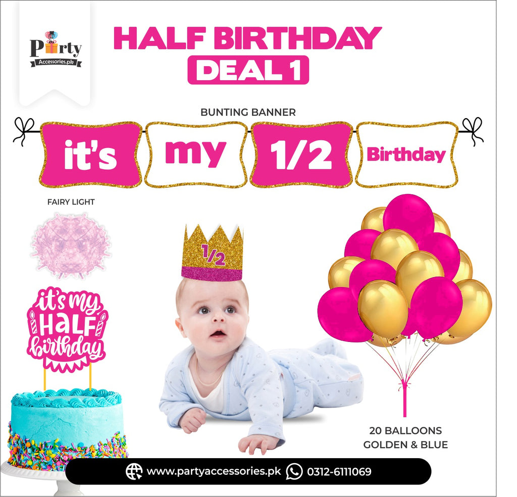 HALF BIRTHDAY DEAL 1 IN PINK COLOR FOR BABY GIRL 