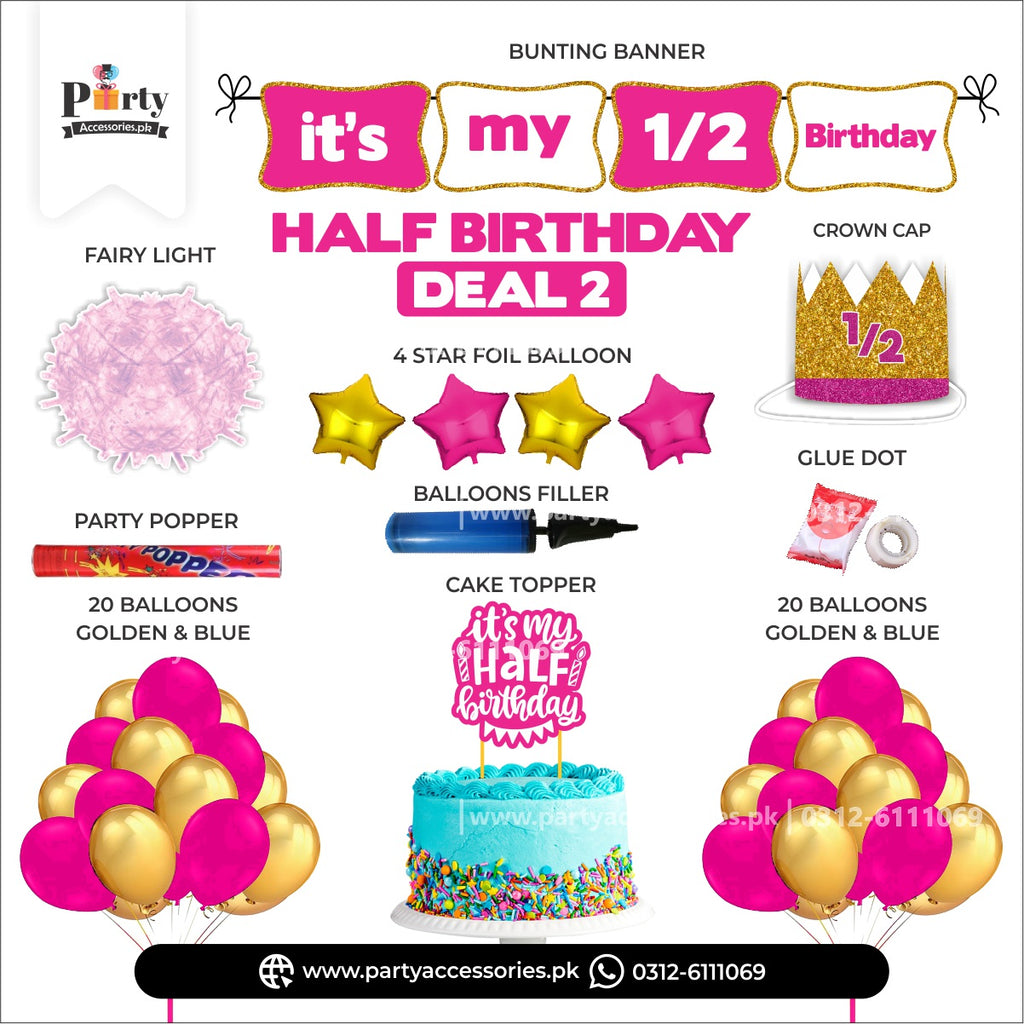 half birthday girl birthday decorations in pink color 