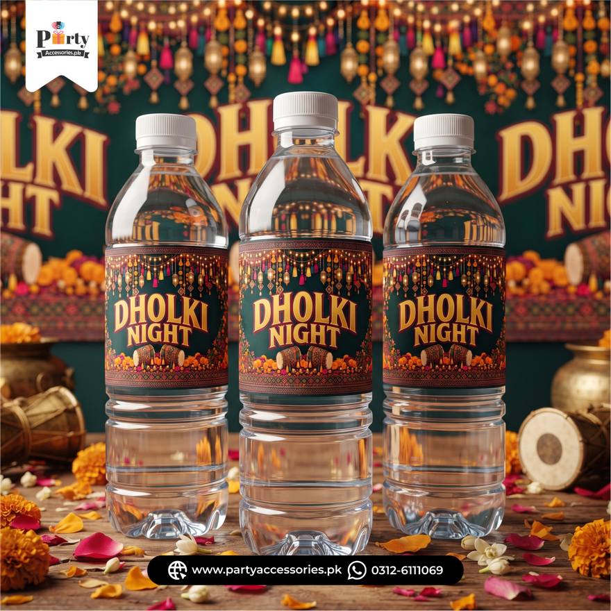 Dholki Night Party Decoration Bottle Labels