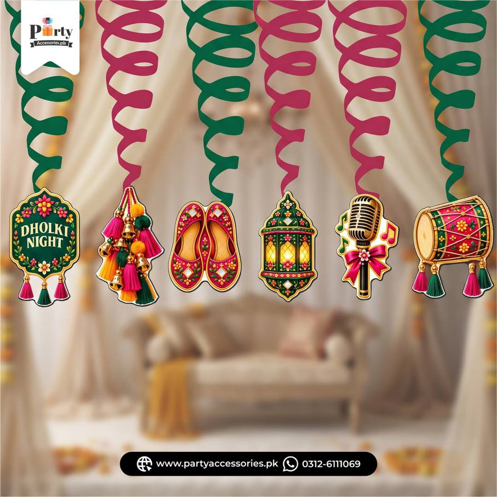 Dholki Night Party Decoration Spiral Hanging Swirls