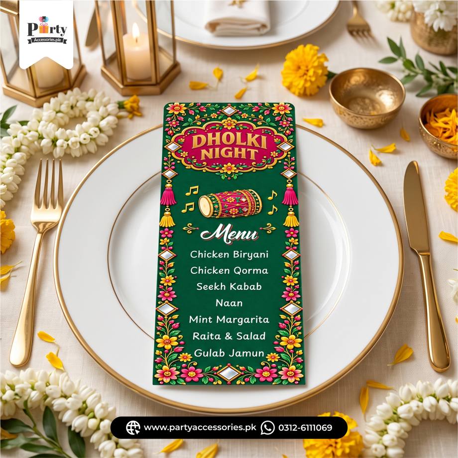 Dholki Theme Menu Cards