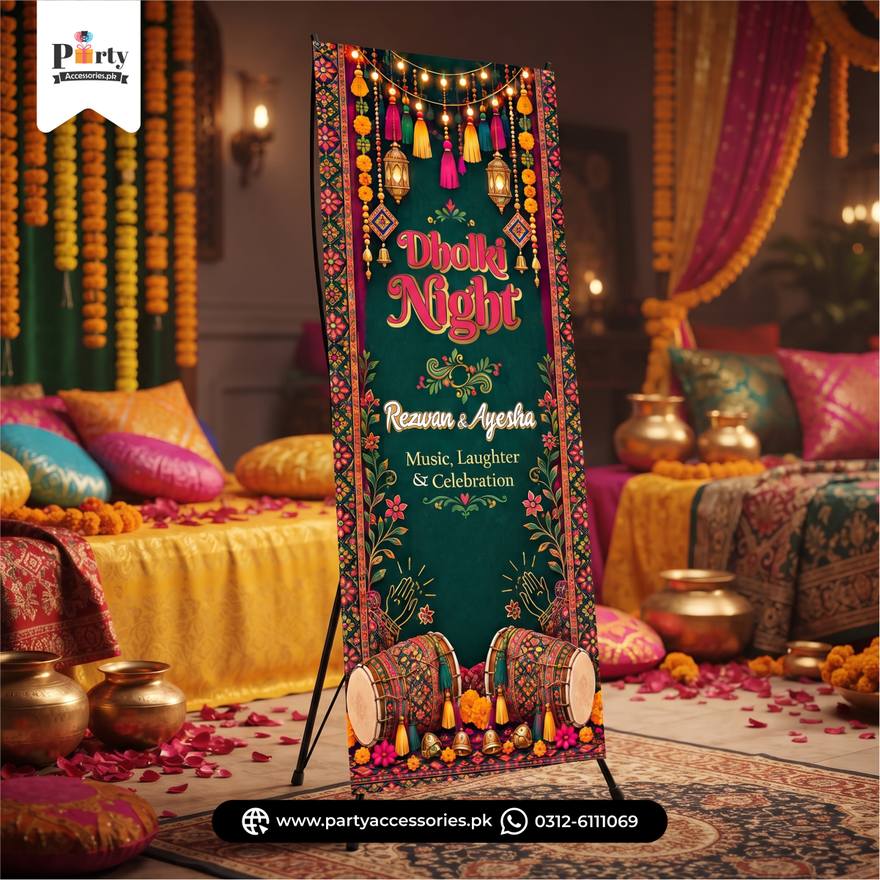Customized Dholki Welcome Standee – Party Entrance Decoration