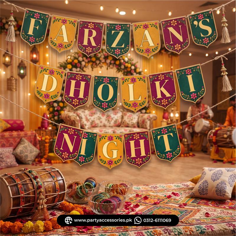 Dholki Night Customized Bunting Banner for Decoration