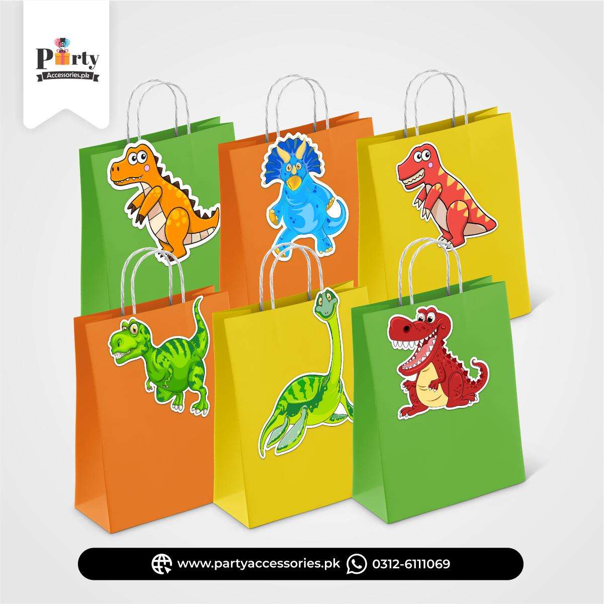 Dinosaur Theme Birthday Cutout Goody Bags | Premium Party Favors 6 pcs Pack