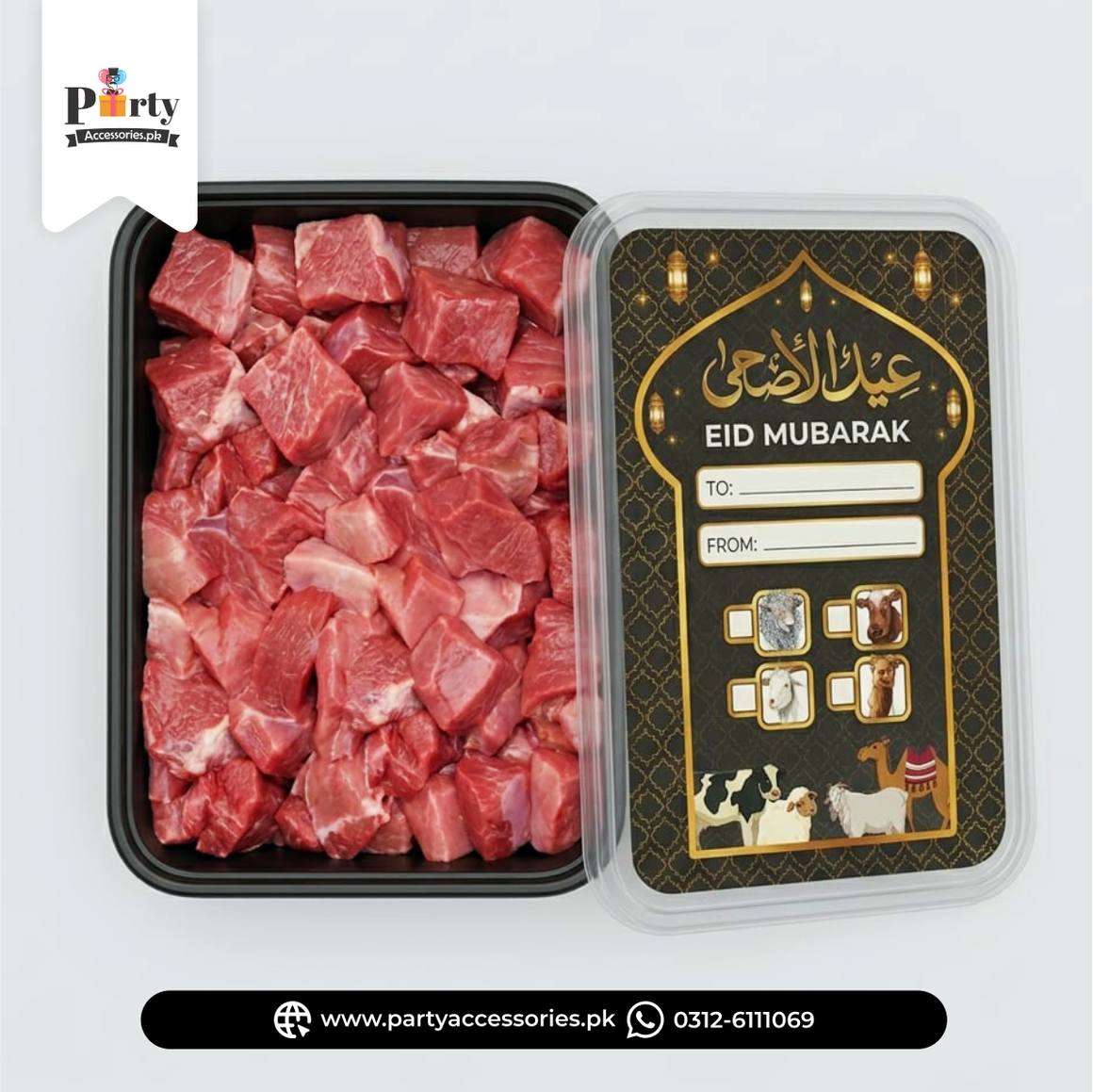 Eid ul Adha Meat distribution boxes with sticker labels | Pack of 12 | Eid al adha meat boxes