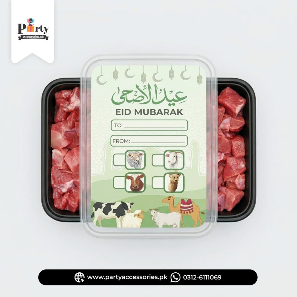Eid ul Adha Meat distribution boxes with sticker labels | Pack of 12 | Eid al adha meat boxes