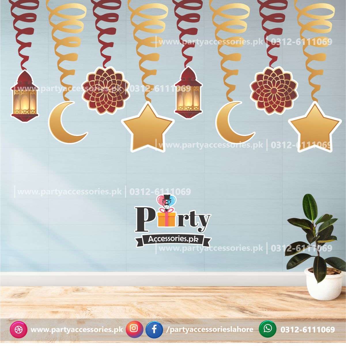 Eid Mubarak Spiral Hanging swirls for decorations 
