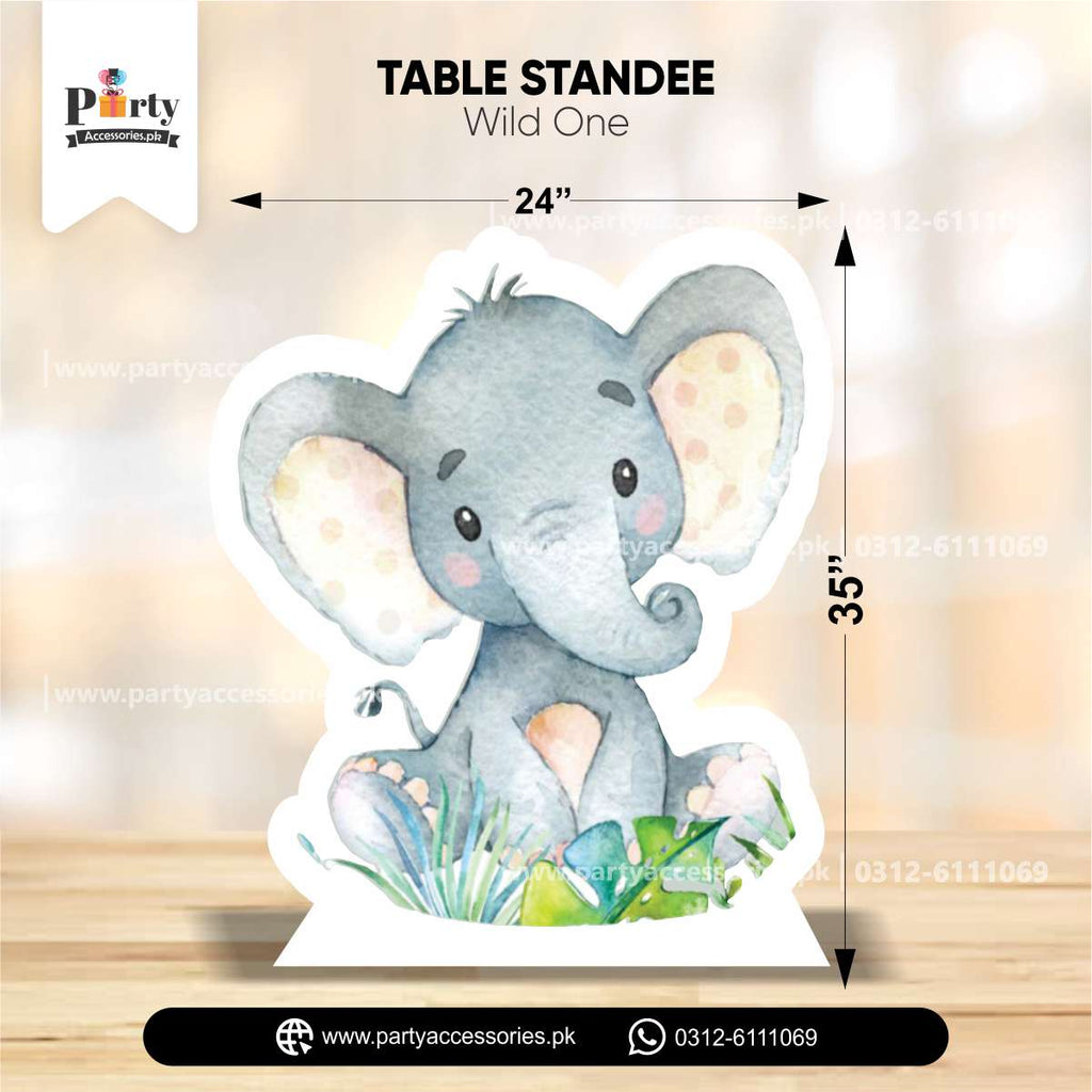 Wild One Theme Elephant Shape Standing Character Cutouts for Birthday Party Decoration