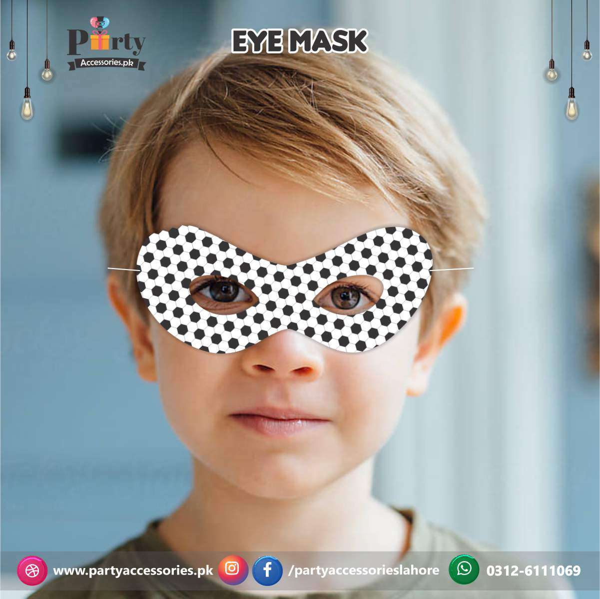 Football theme birthday party face masks | Pack of 6 eye masks in football theme