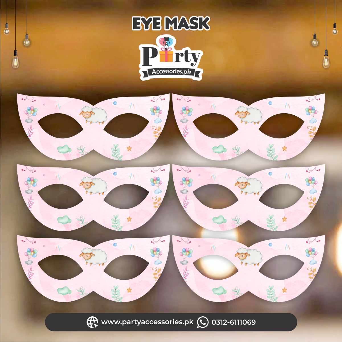 Aqeeqa celebration |eye face masks | Pack of 6 pcs for girl Aqiqah