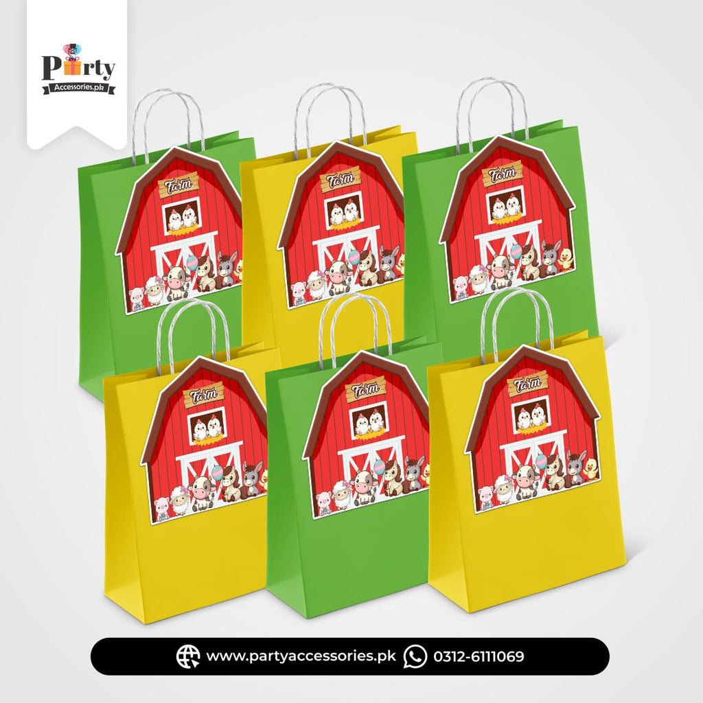 Farm Animals Theme Birthday Cutout Goody Bags | Premium Party Favors 6 pcs Pack