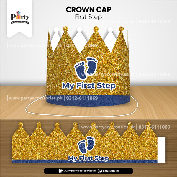 baby's first step crown cap in blue for baby boy 