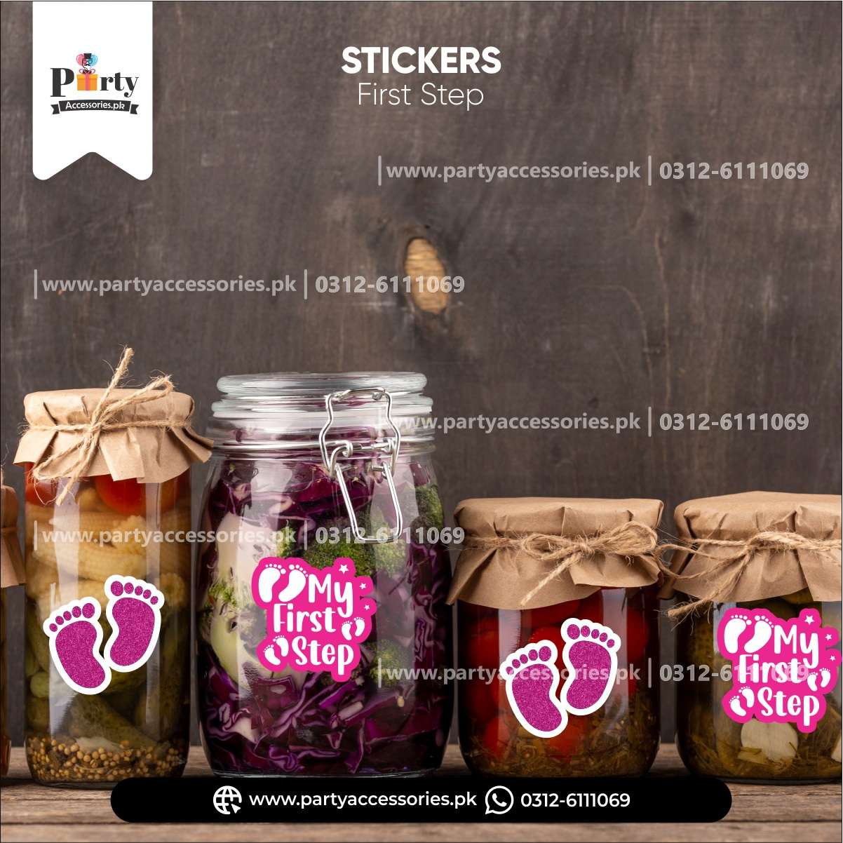 Baby's first step cutotus stickers in pink color 