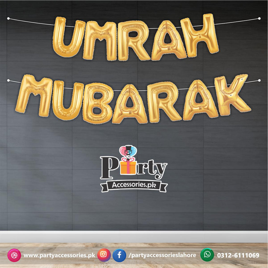 Umrah Mubarak Letters Foil balloons in golden