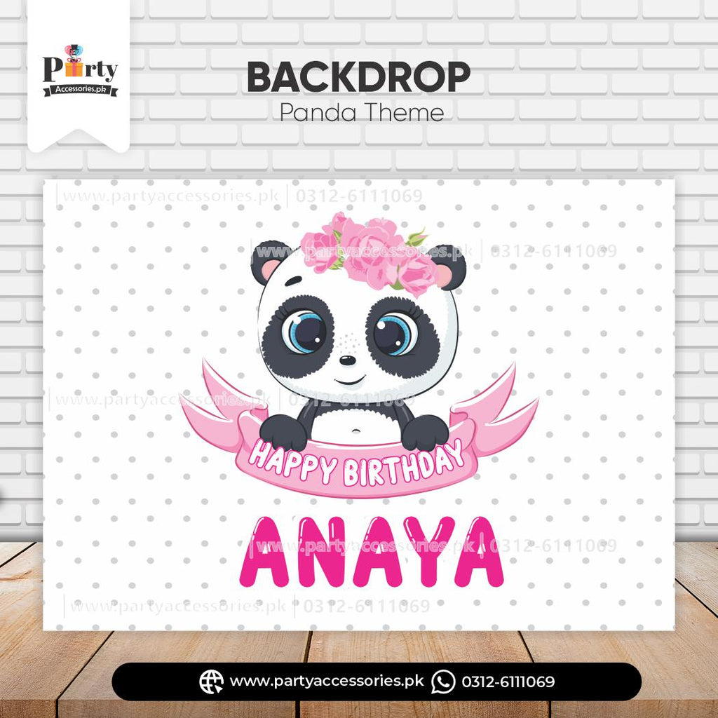 Panda Girl Theme Customized Backdrop for Birthday Party Wall Decoration