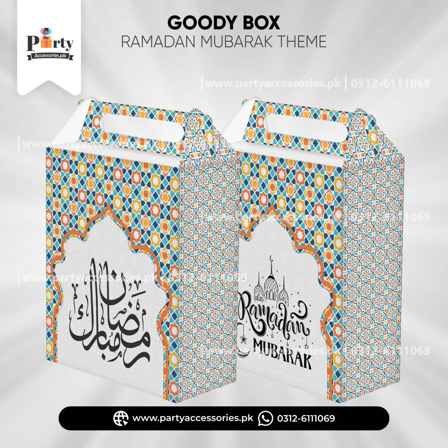 Ramadan Mubarak Customized Printed Handle Goody Boxes – Festive Favor Boxes