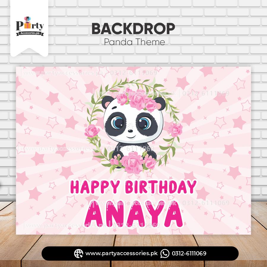 Customized Backdrop for Birthday Party Wall Decoration in Panda Girl Theme  